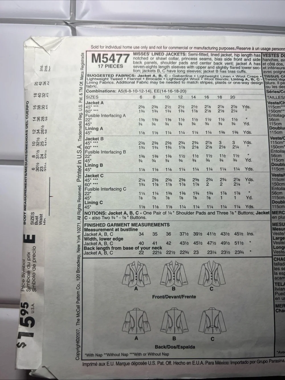 McCalls mccall’s m5477
